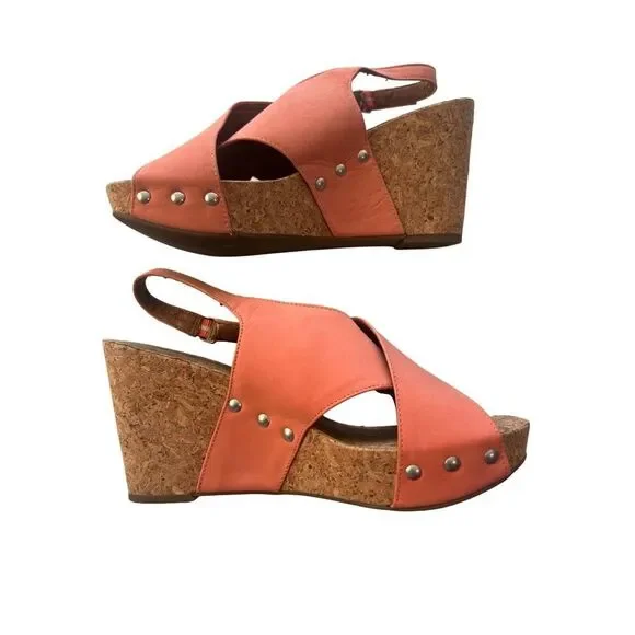Lucky Brand |‎ Coral Cross Wedge Cork Sandals | Women's Size 9.5 - Picture 3 of 10